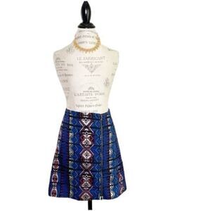 J.Crew Womens Blue Zip Jacquard Mini Skirt size 2